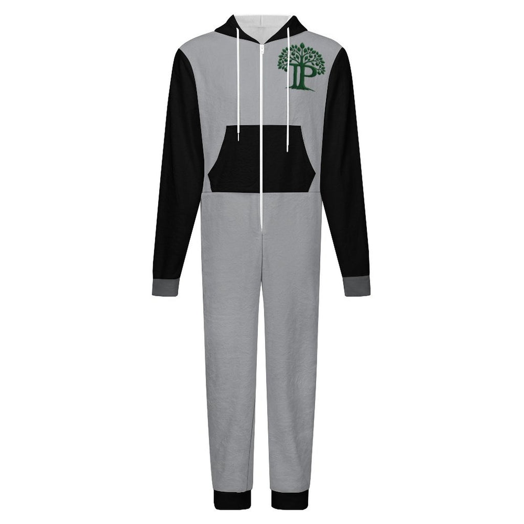 Trending Positive Men's Colorblock Flannel Zip-Up Lounge Jumpsuit