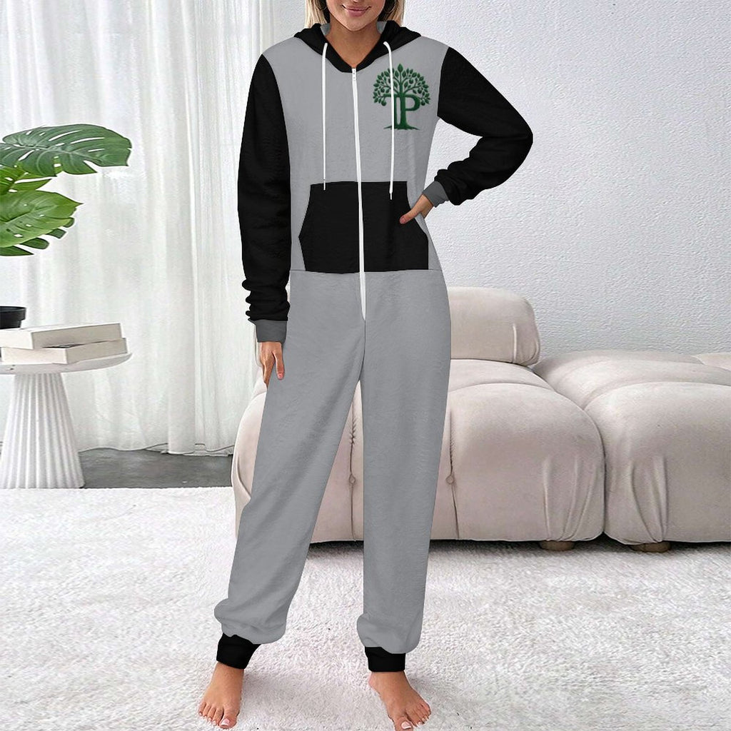 Trending Positive Men's Colorblock Flannel Zip-Up Lounge Jumpsuit